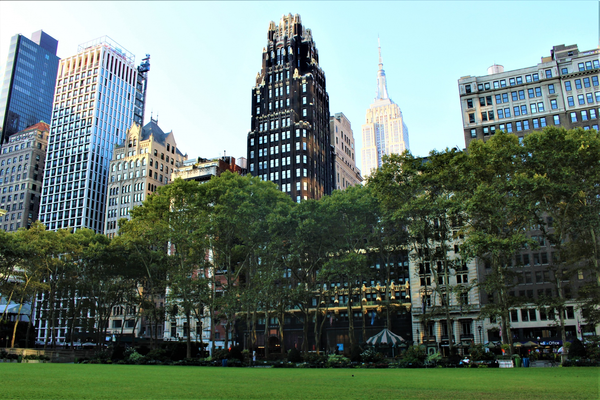 A view from Bryant Park New York including the Empire State Building
