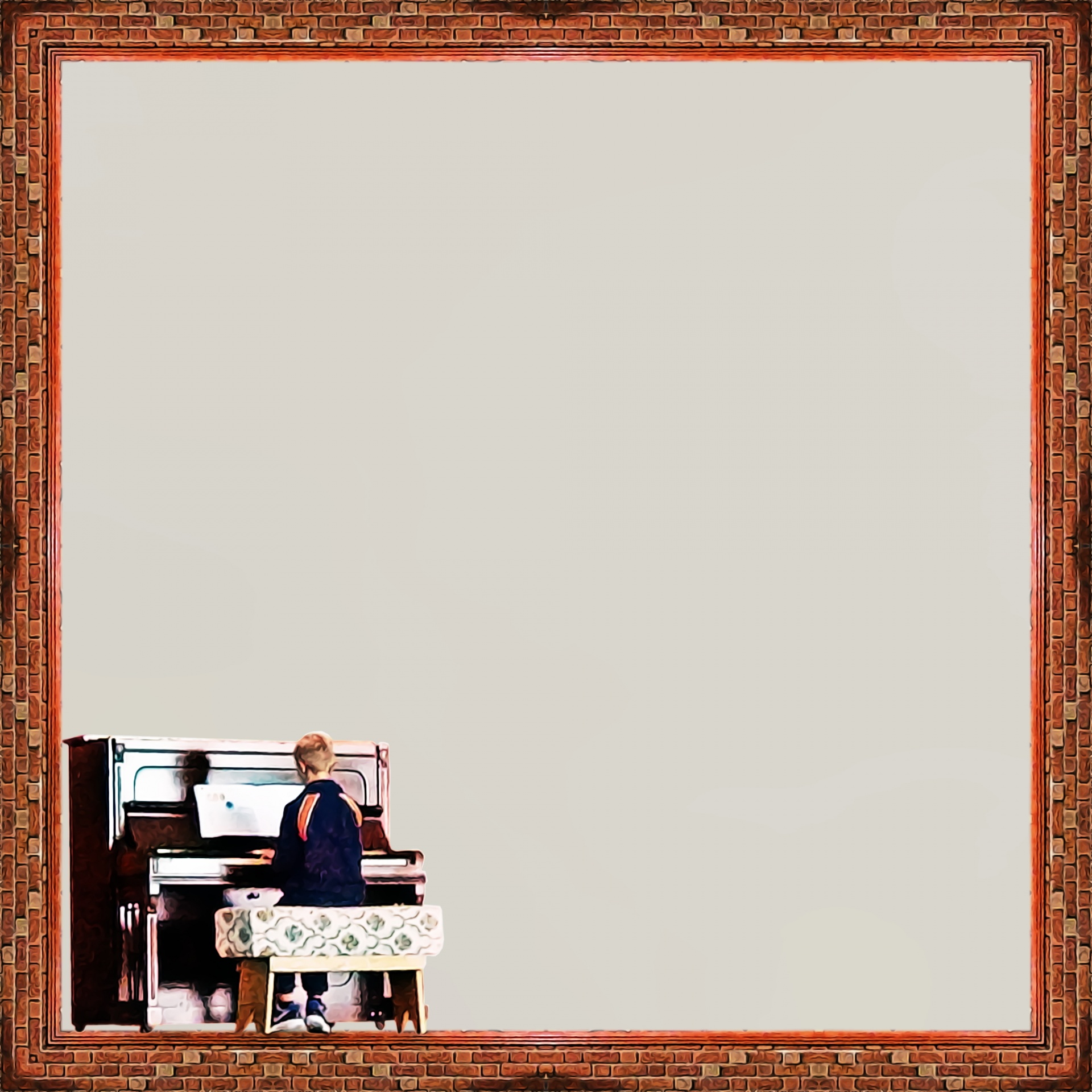 Frame With Boy Playing Piano
