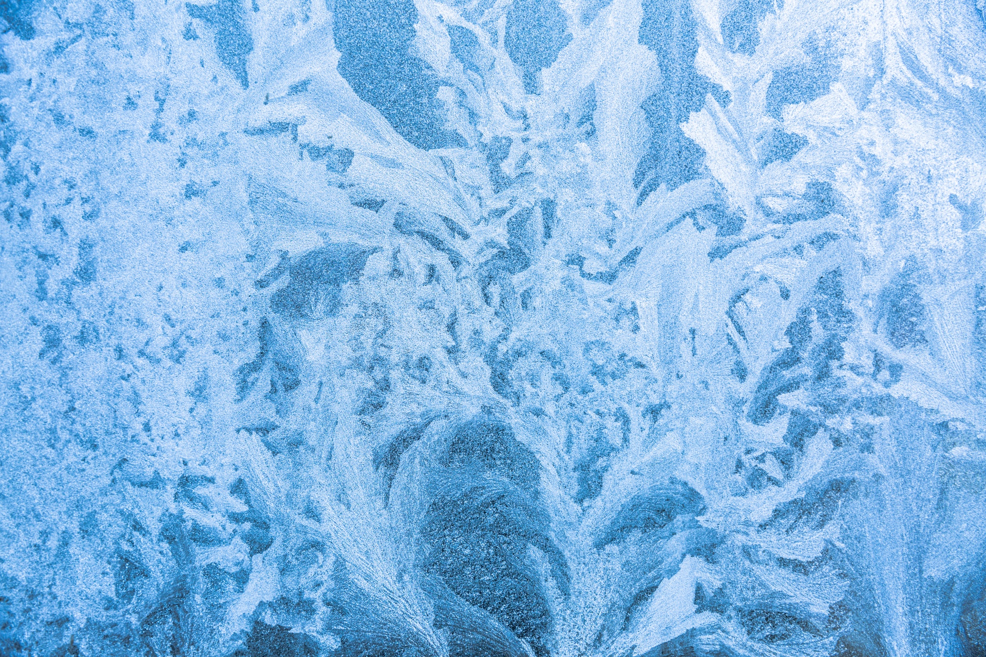 Blue frost pattern on a window