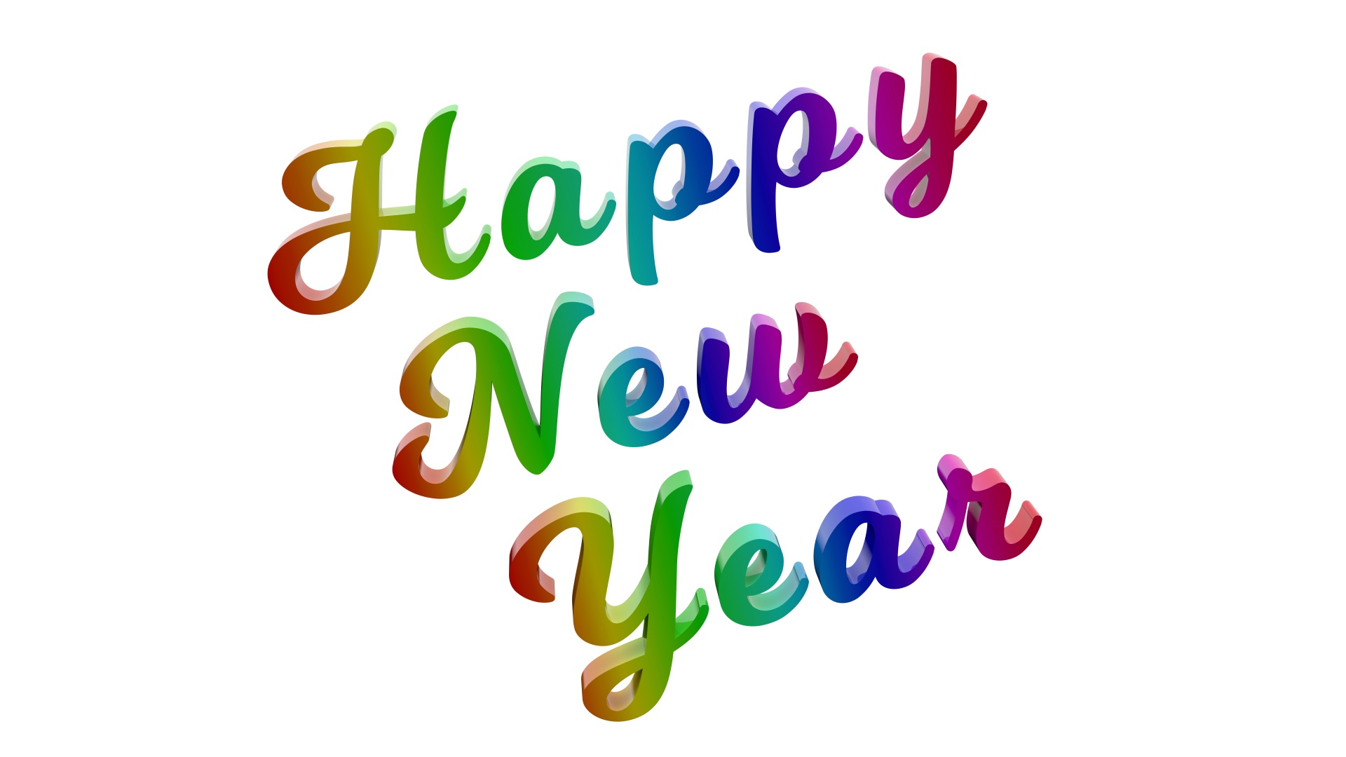 Happy New Year Colorful Glossy Metallic Title With RGB Gradient 3D Render In 8K Resolution