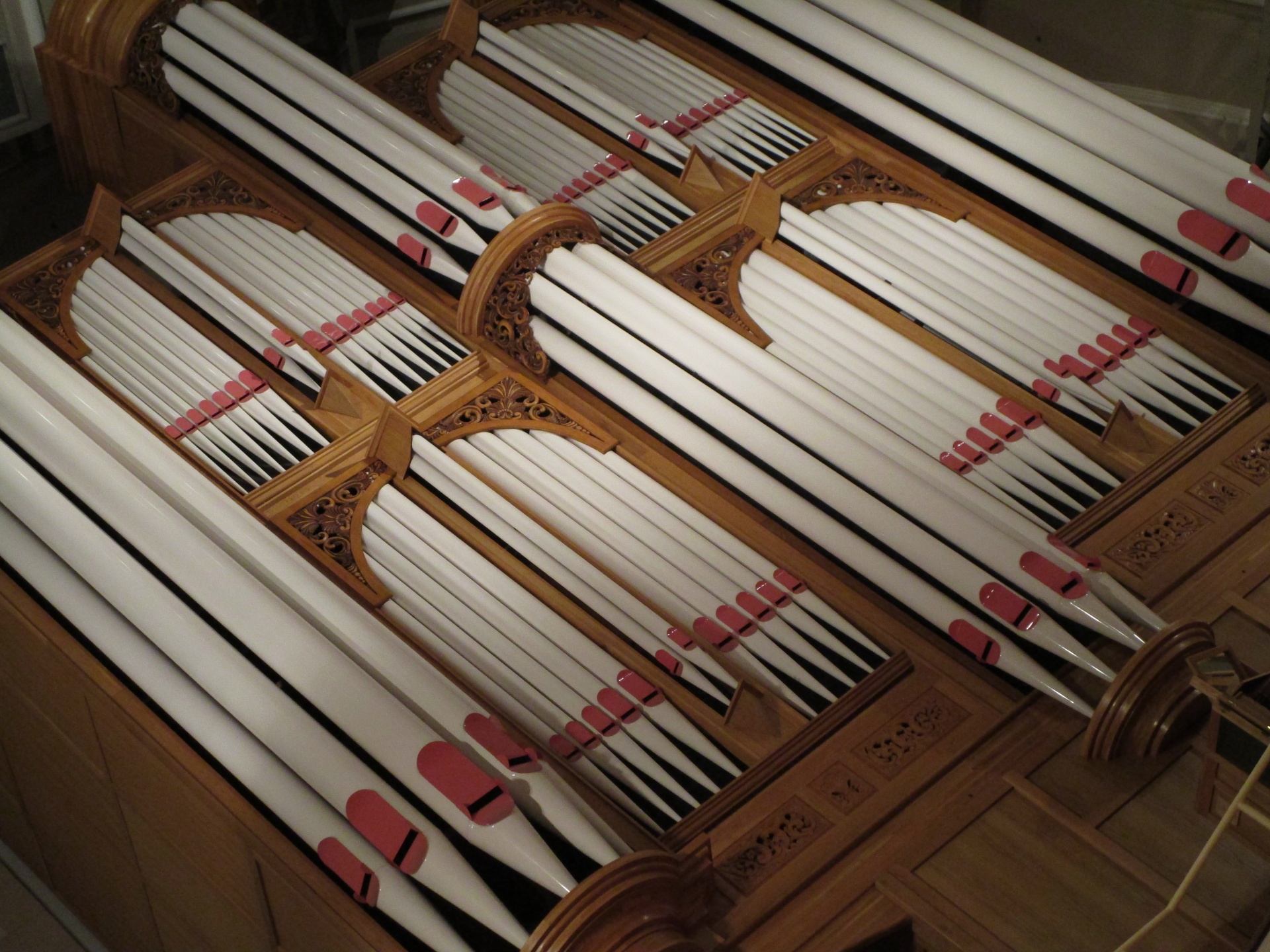 A photo at an angle of the pipe organ in the Feather Market Centre, Port Elizabeth, South Africa.