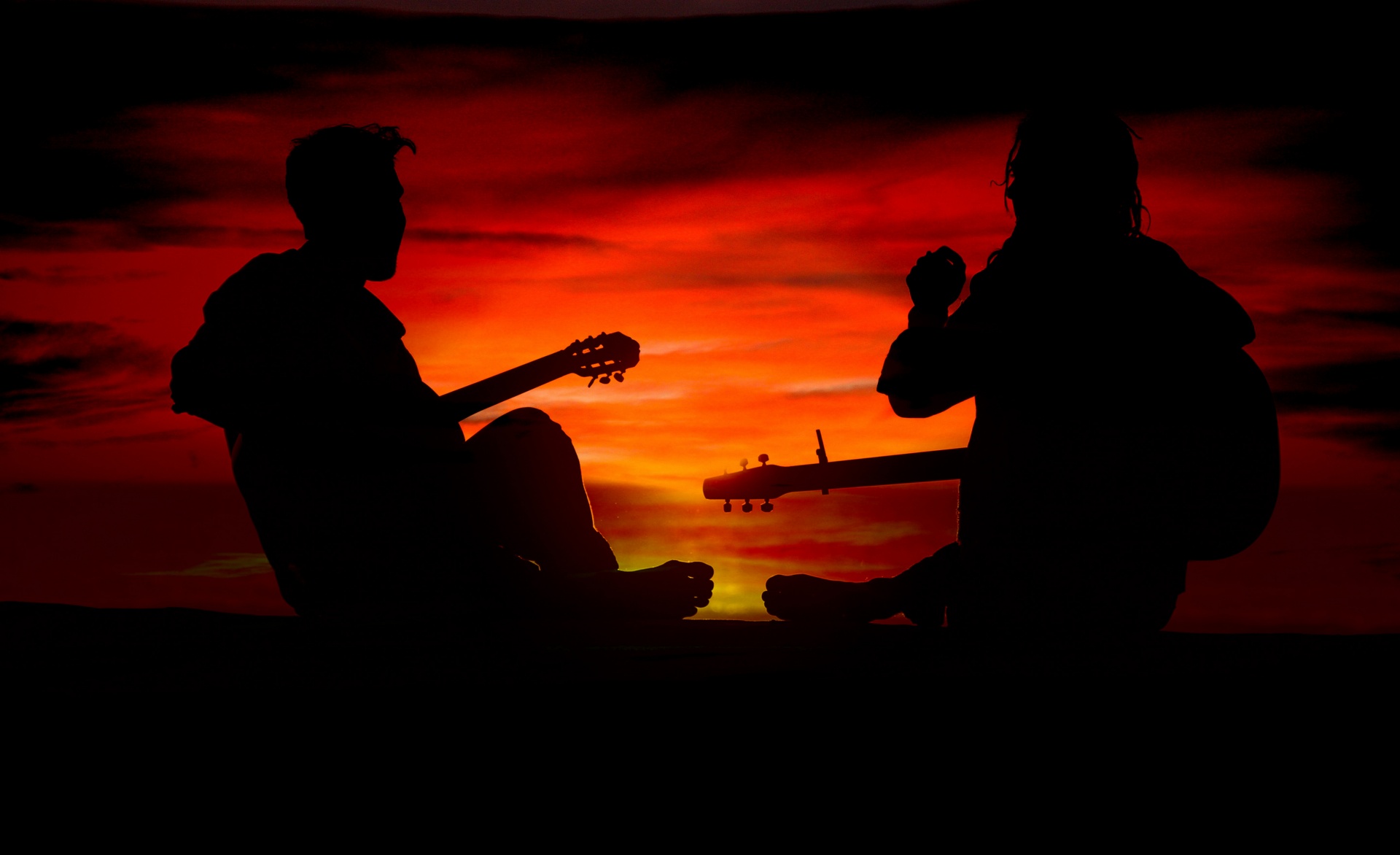 Musicians At Sunset