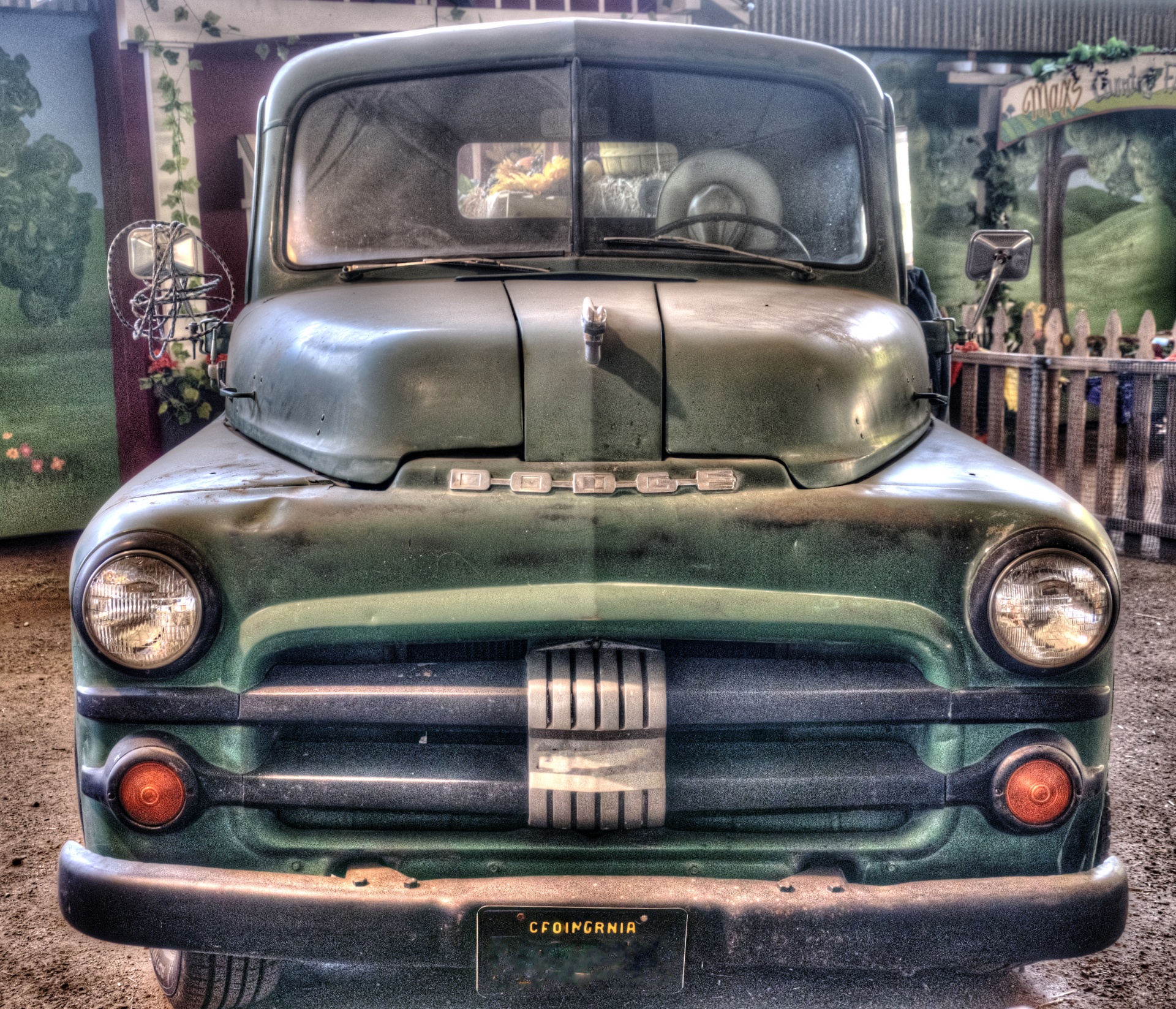 front view of old pick up truck - artistic touch applied