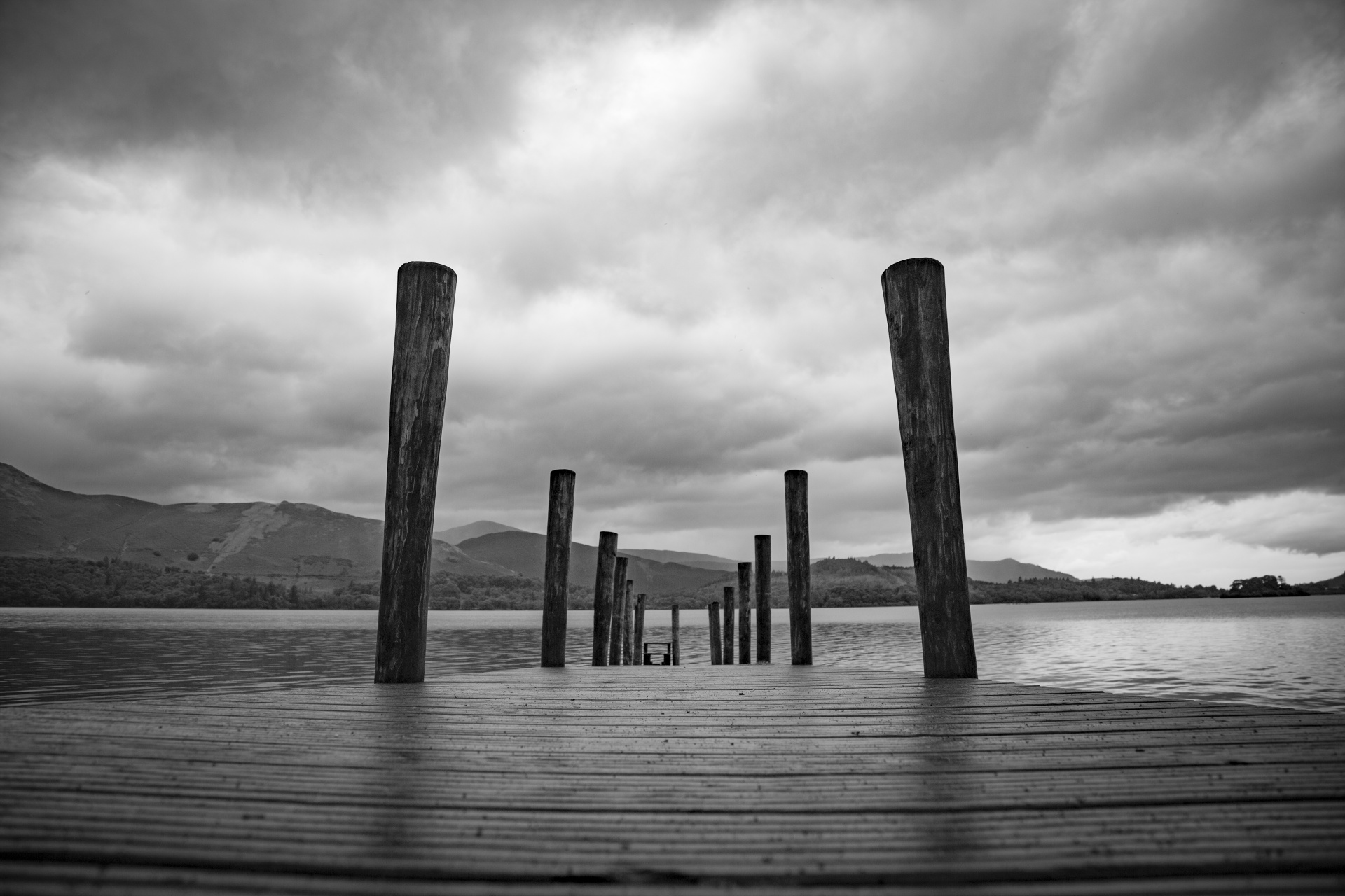 Pier on Derwent Water in Lake District