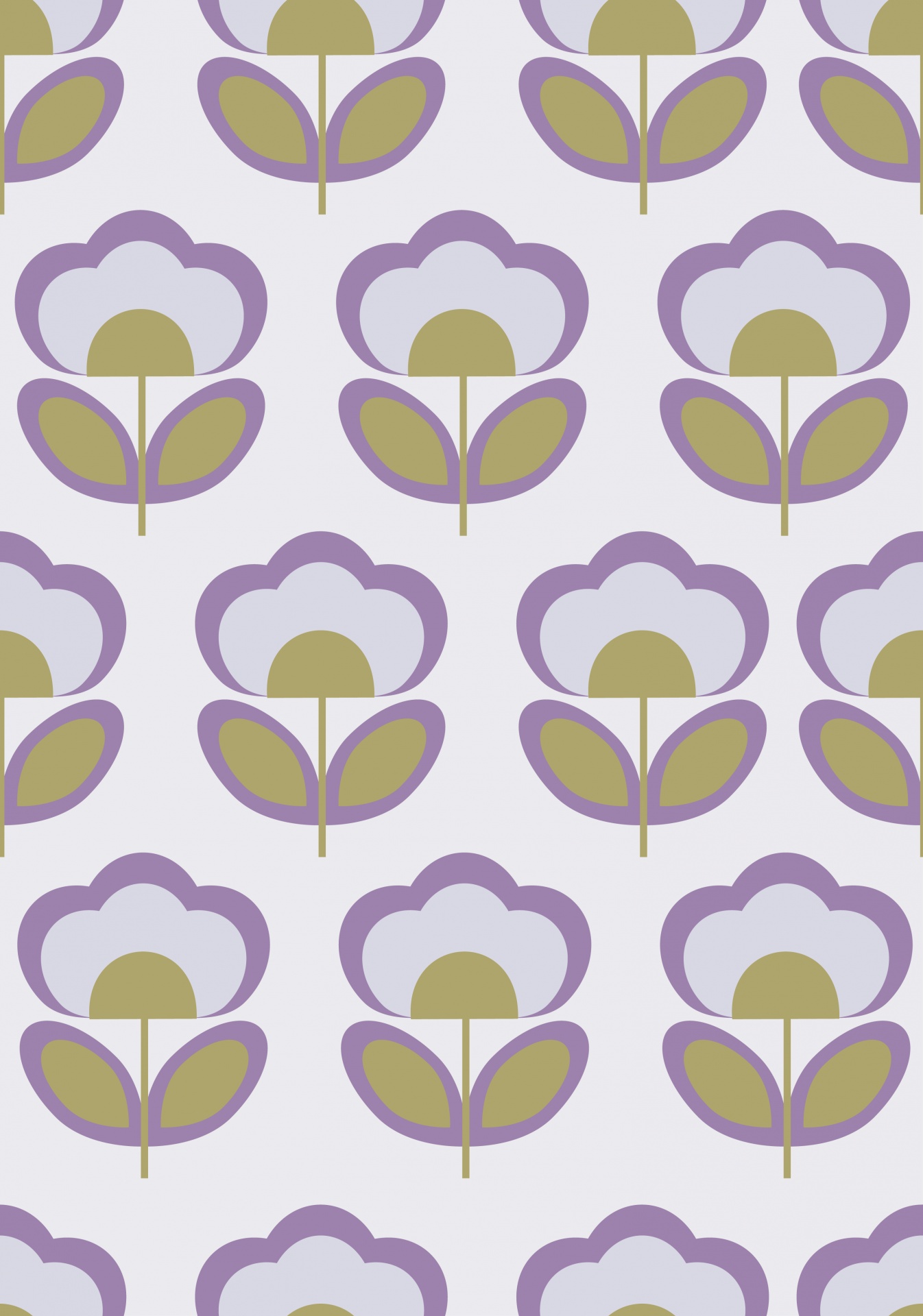 Cute retro floral flowers in 60s or 70s design seamless pattern wallpaper background