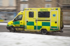 Ambulance Driving In A Winter