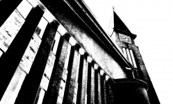 Church Building In Charcoal