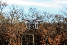 Drone Flying On Fall Background
