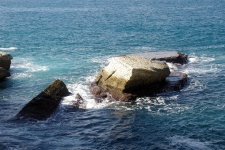 Fallen Rock In Sea