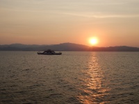 Ferry At Sunset