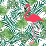 Flamingo Palm Leaves Background