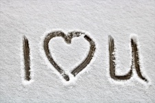 I Heart U Written In Snow
