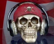 Skull Wearing A Hat And Headphones