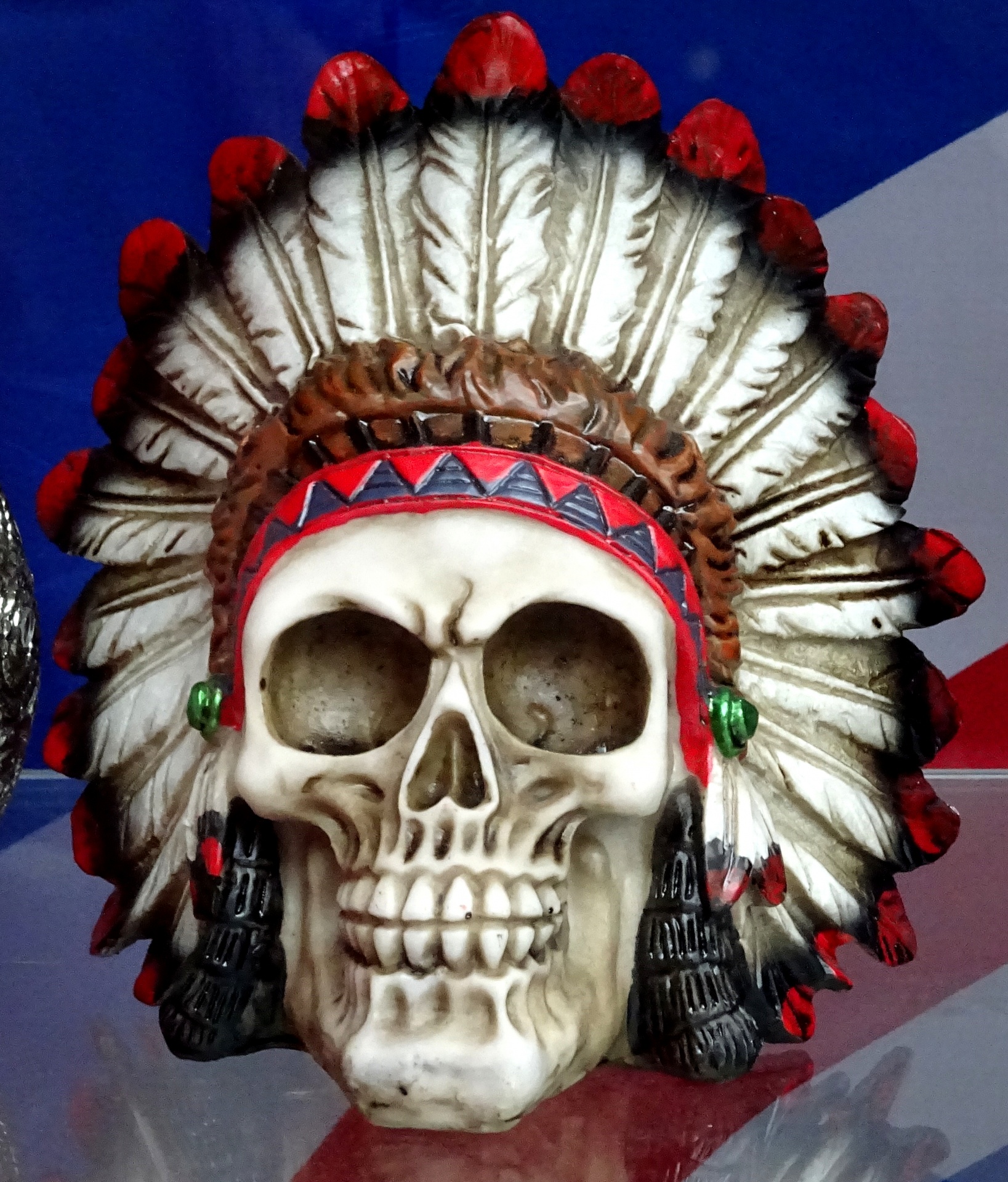 American Indian Skull With Feathers