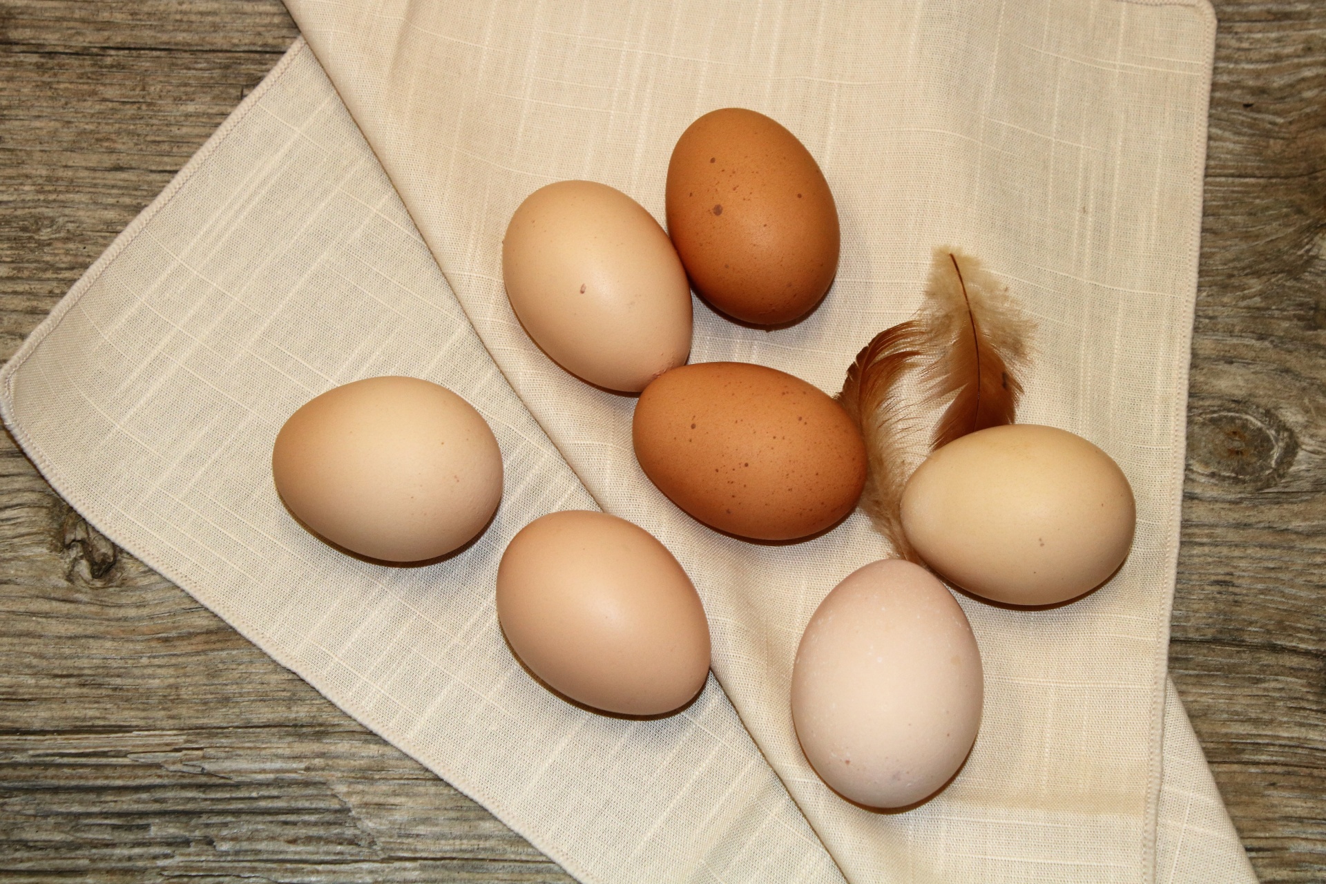 Brown Eggs On Wood Background
