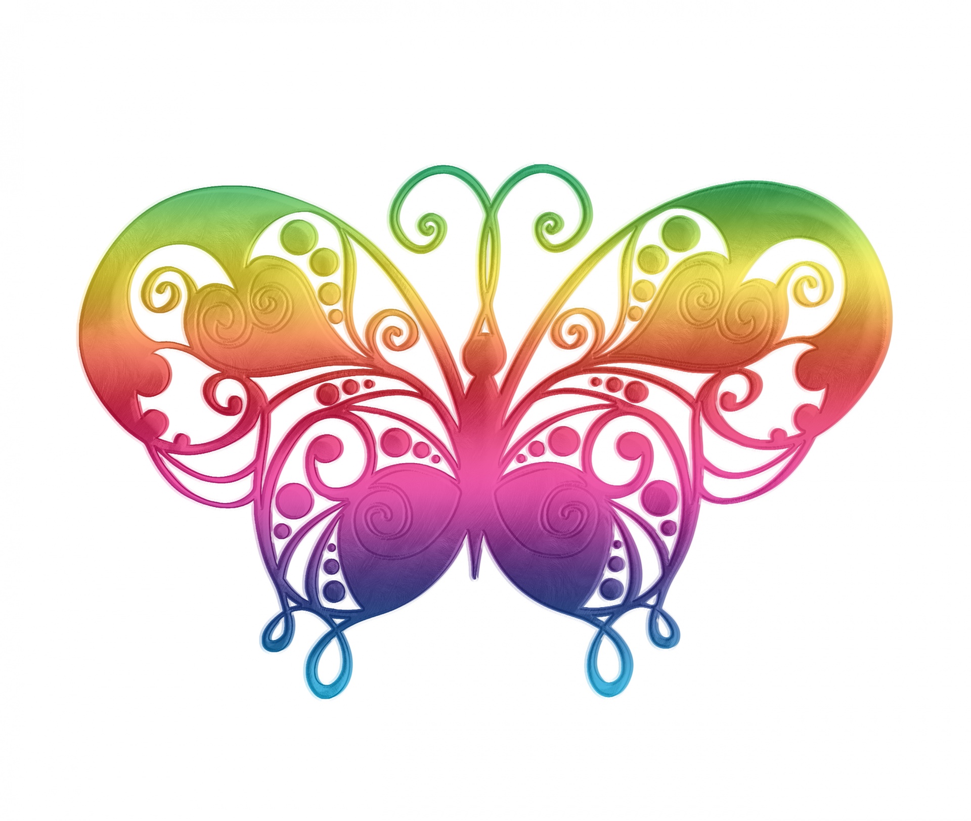 Color butterfly clip art in colors of the rainbow isolated on white
