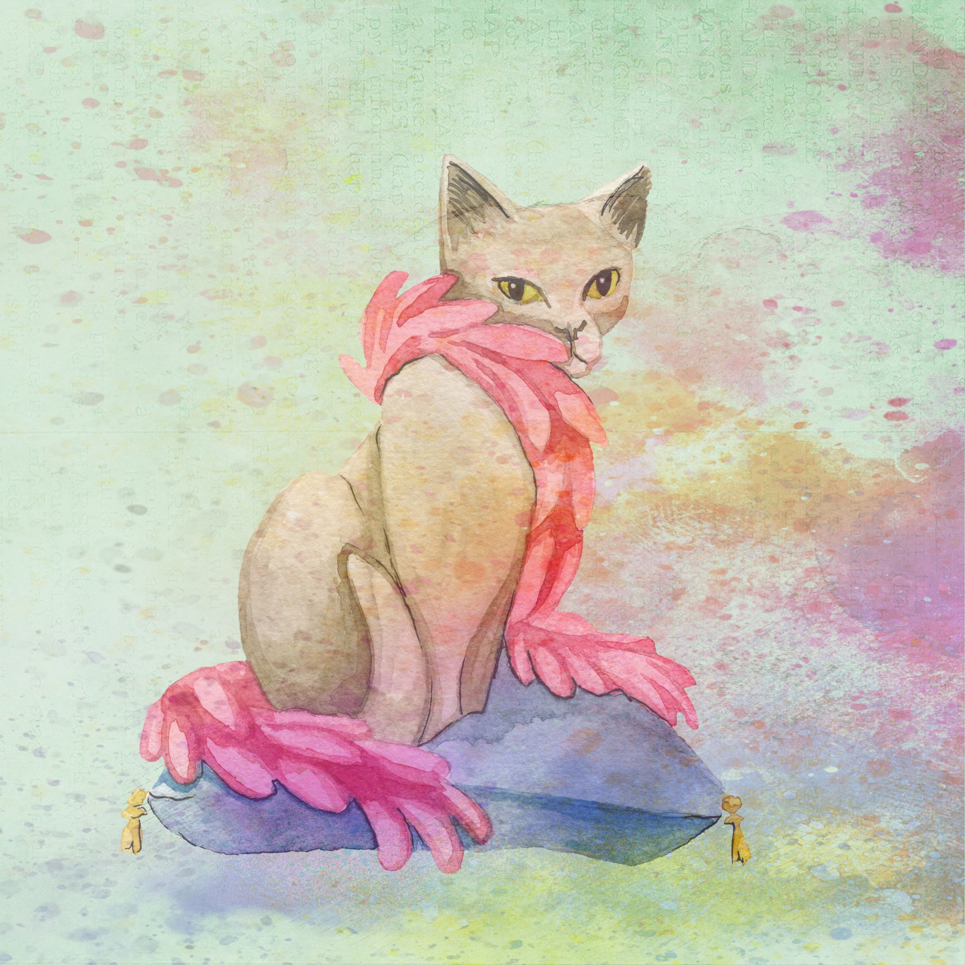 Cat Watercolor Splatter