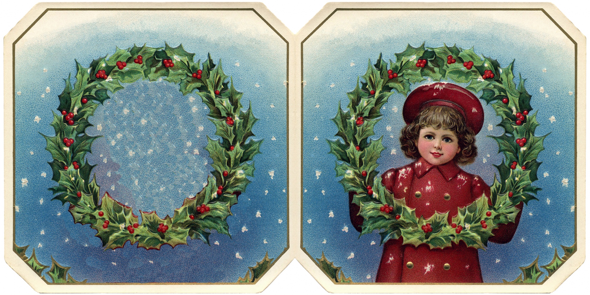 Christmas Card Vintage Girl