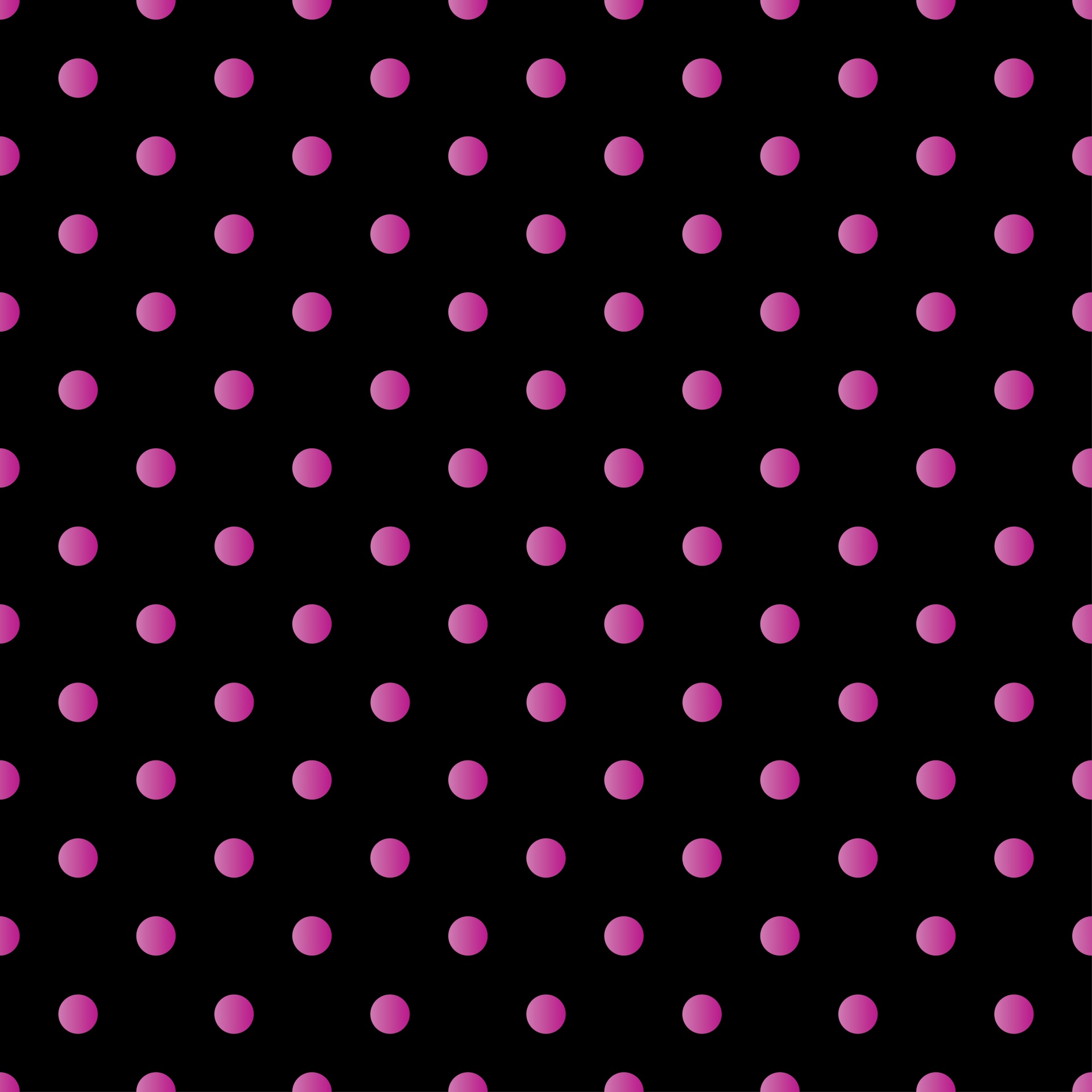 Hot pink polka dots on black background seamless wallpaper pattern