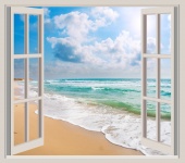 Beach View Through Window