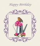 Birthday Card Bird Flowers