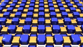 Blue And Gold Cubes Geometric