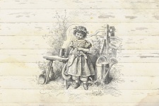 Garden Girl Illustration On Wood