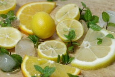 Lemon Slices And Mint Leaves