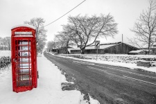 Red Telephone In Winter