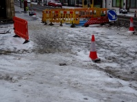 Road Traffic Works In The Snow