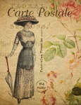 Woman Vintage Postcard Floral