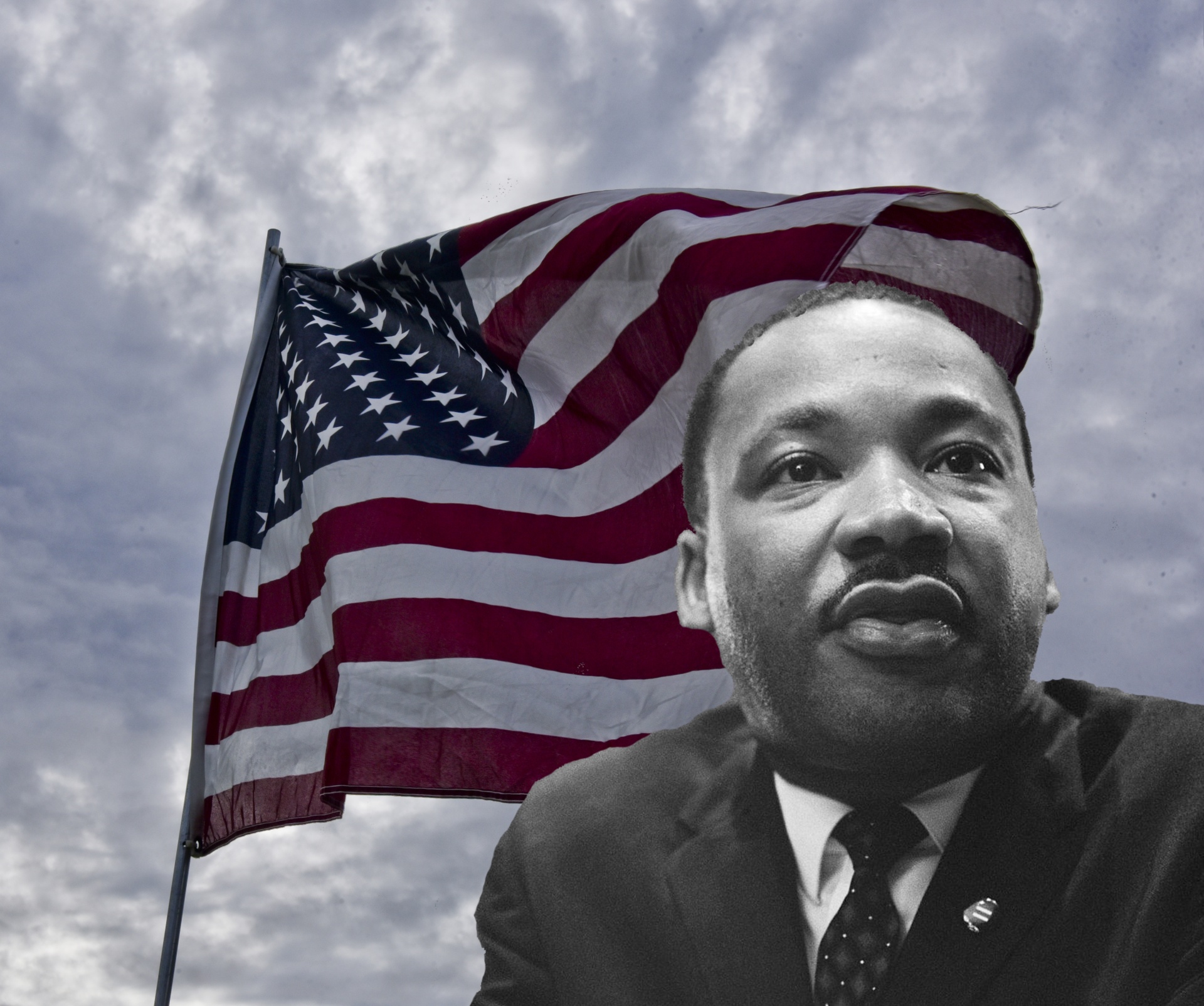 American Flag And Martin L. King