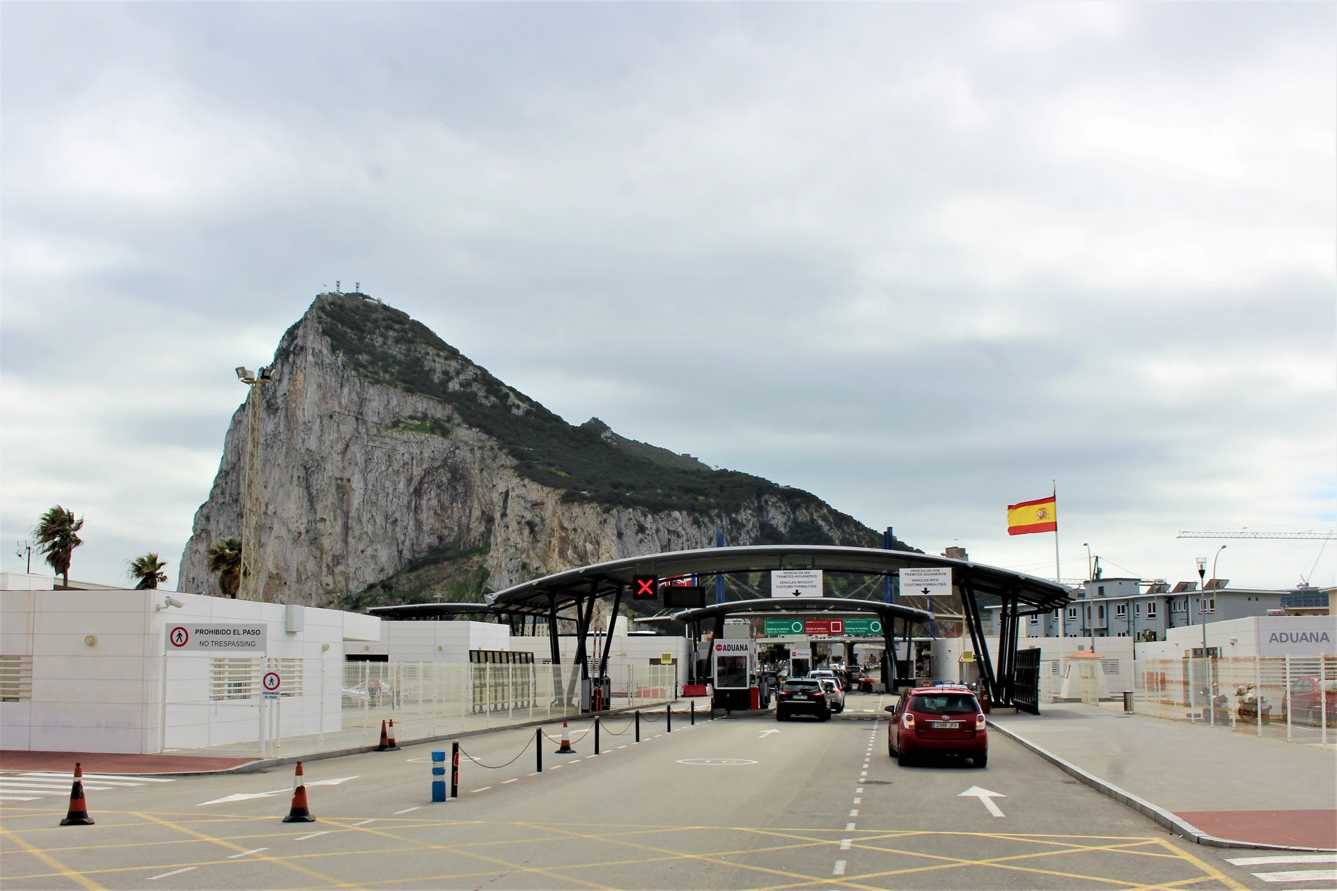 Border control entrance to Gibraltar from la linea in Spain