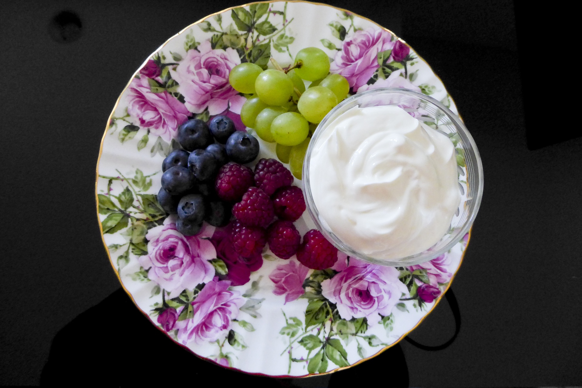 Floral Plate Of Fruit