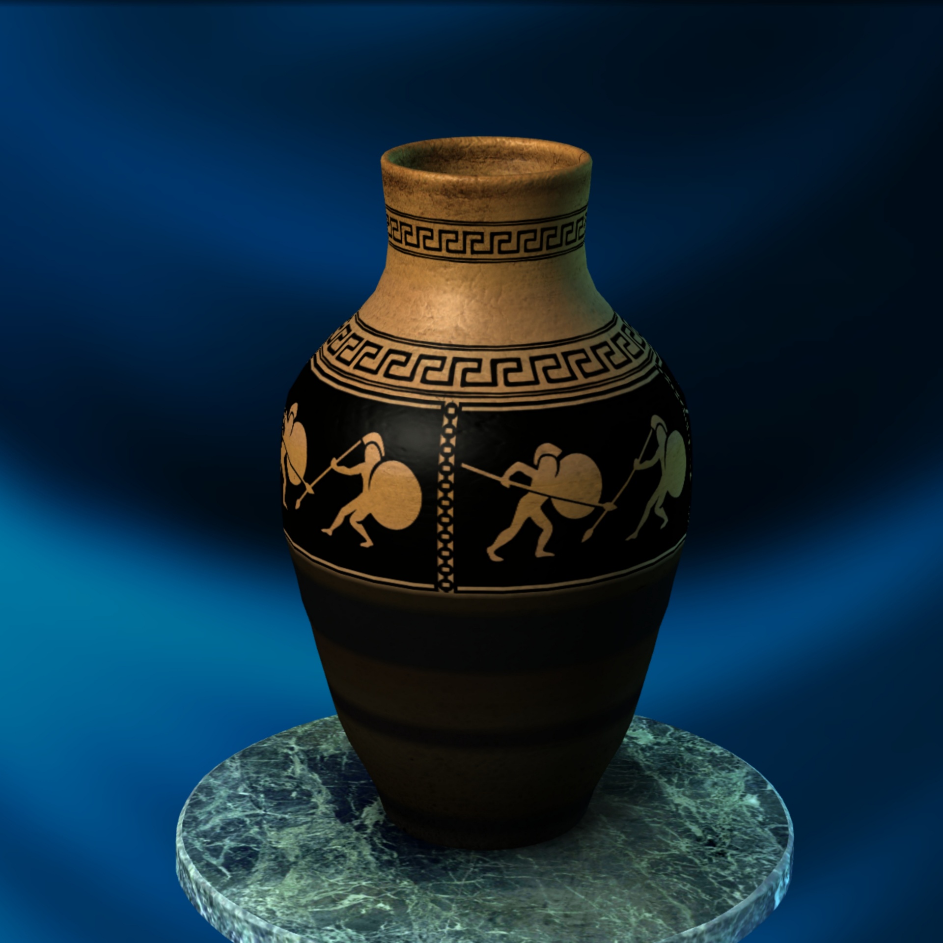 Greek vase isolated on blue background