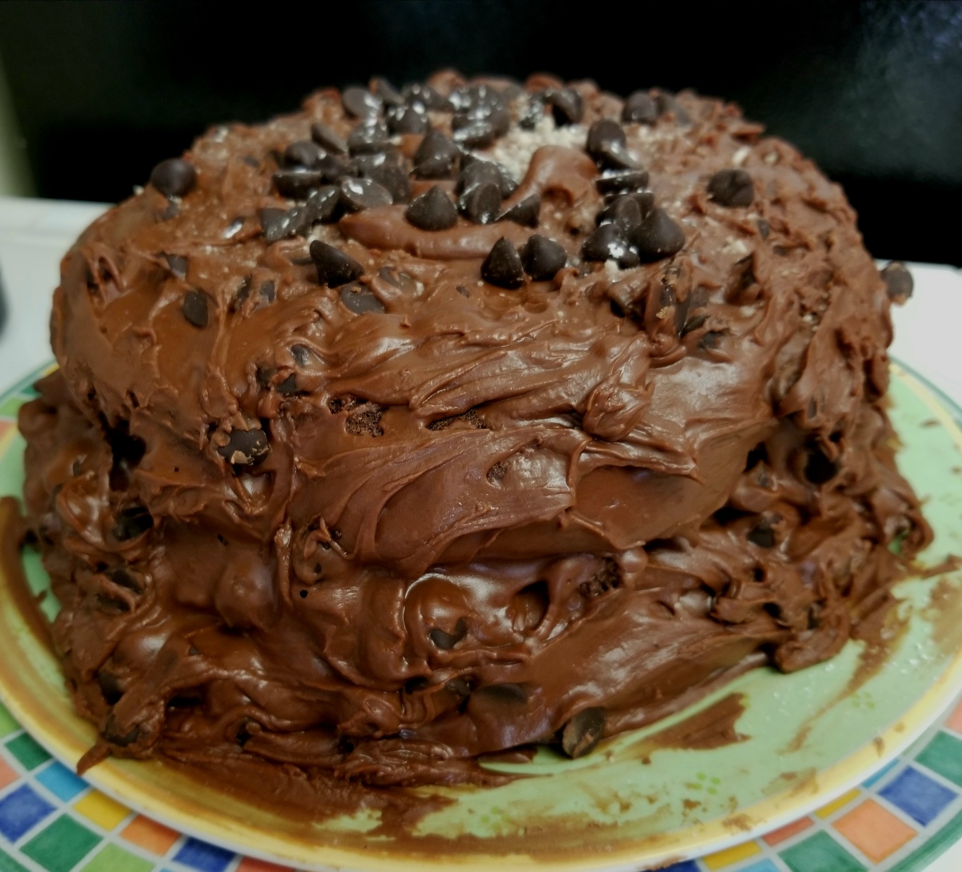 Chocolate cake made from scratch, by hand