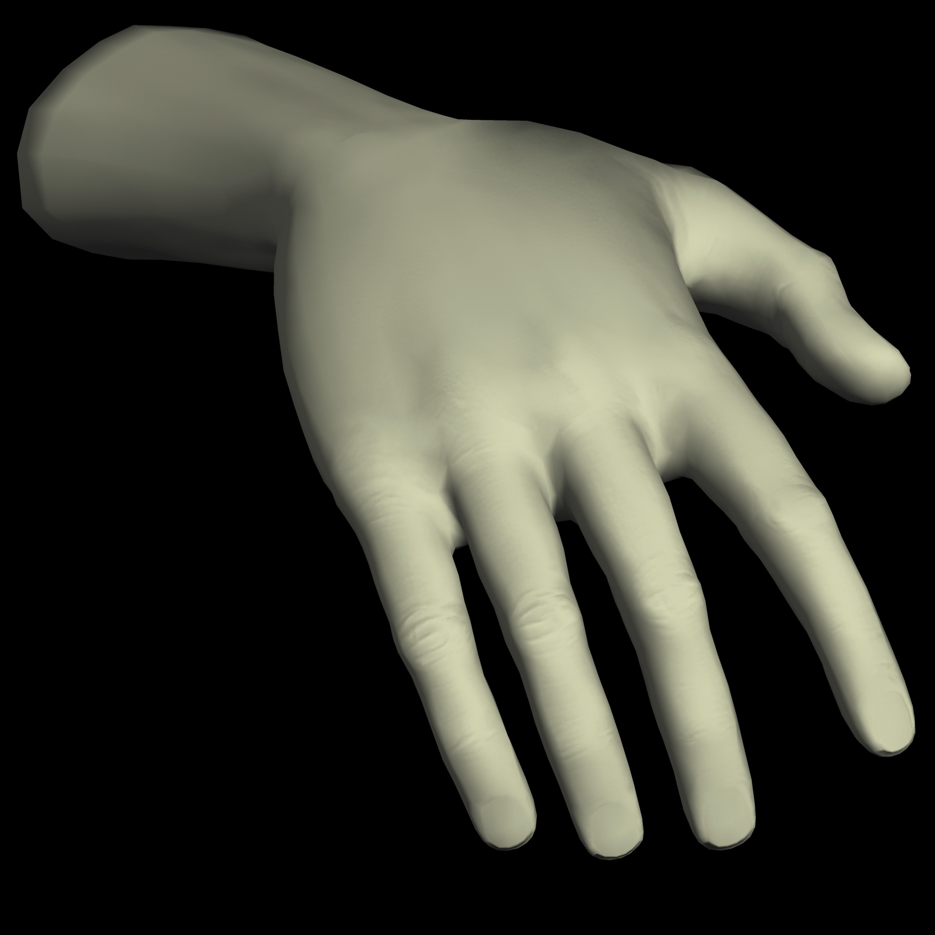 3d drawing of a male right hand on black background