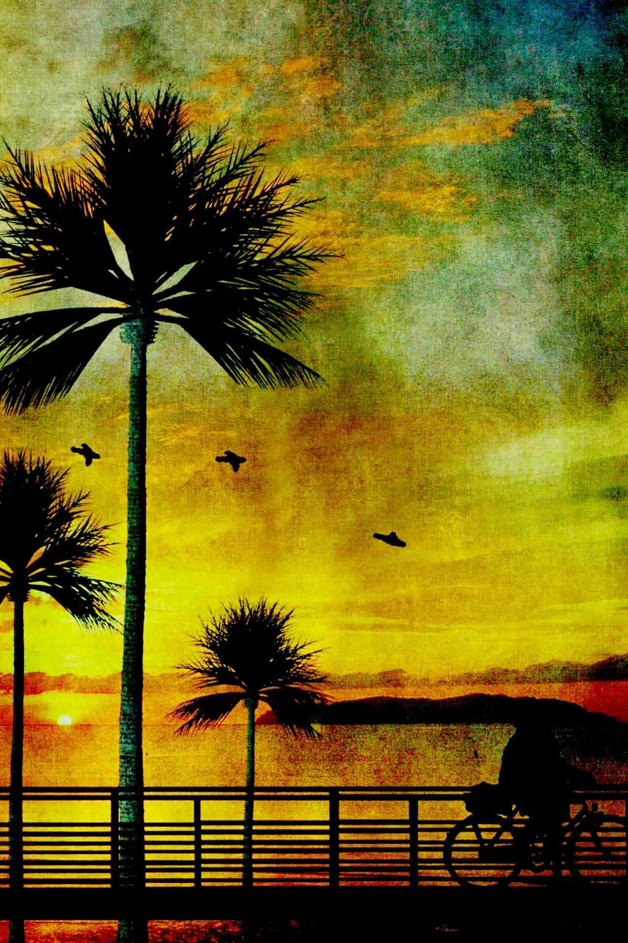 Palm Tree Sunset Painting