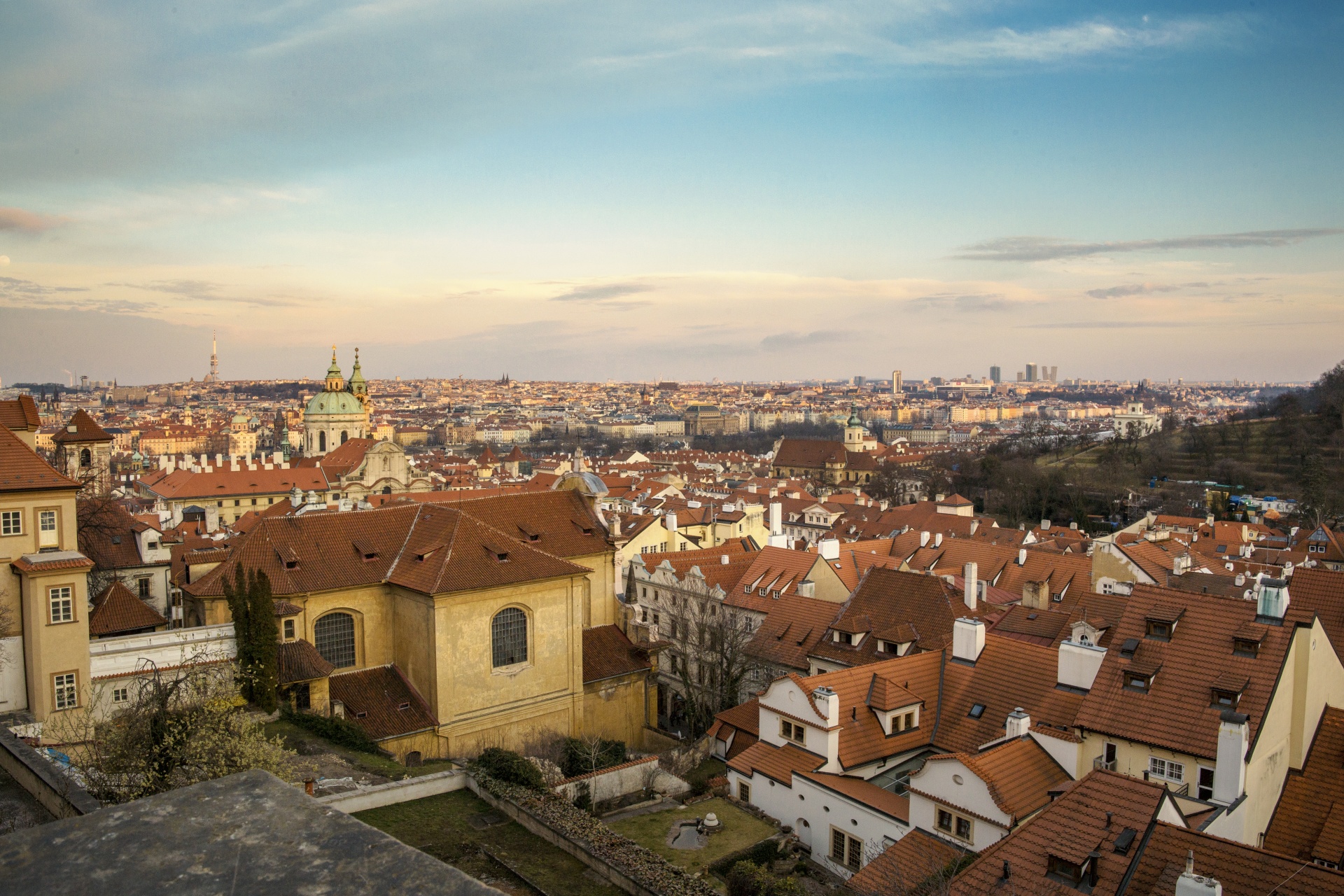 Above the roofs of Prague.