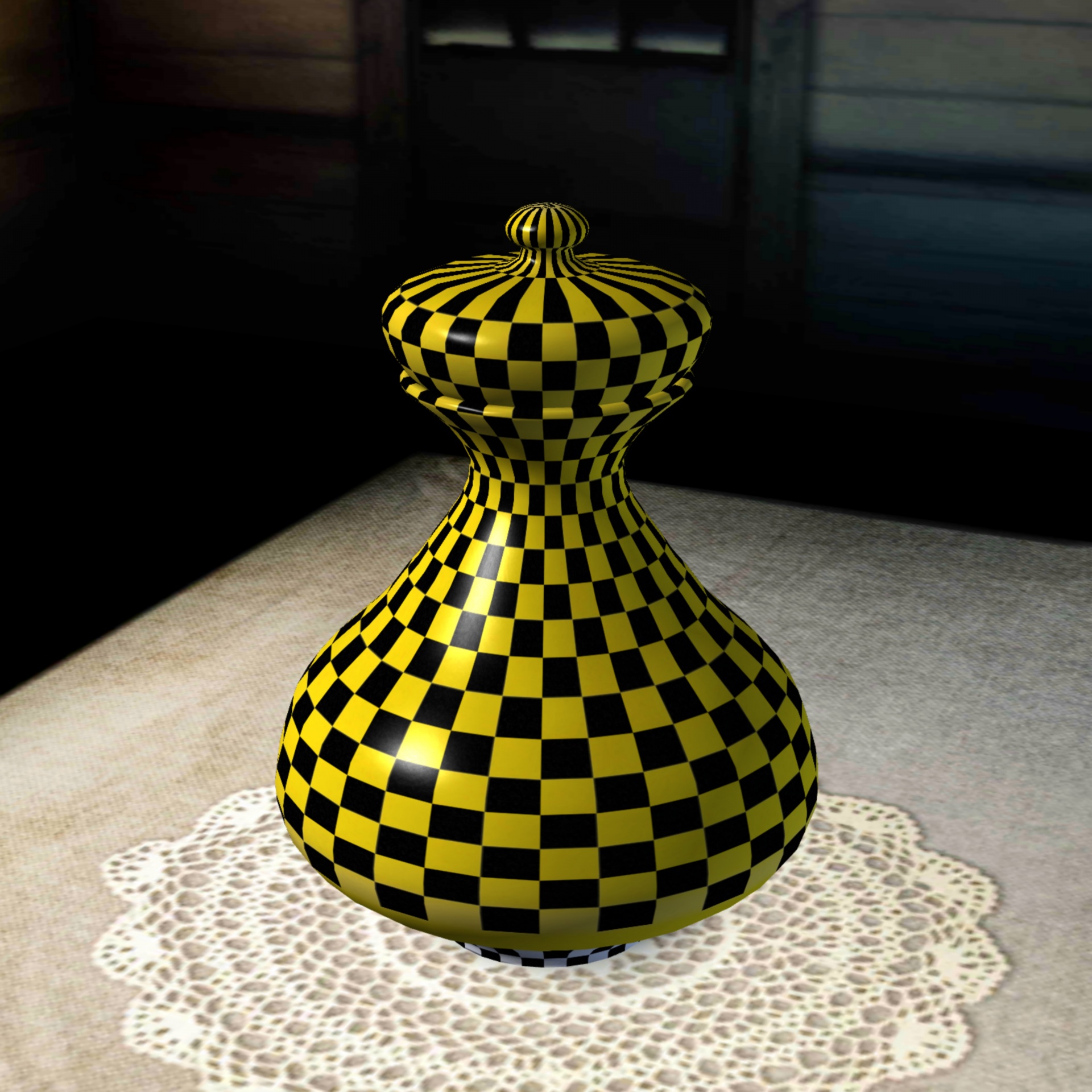 Yellow Checkerboard Vase