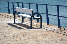 Public Bench Blue And White