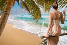 Beach Tropical Woman Swing