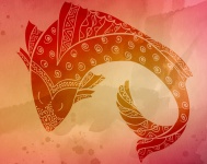 Fish On Watercolor Background 5