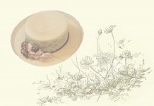 Flowered Hat Background Greeting