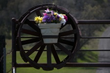 Flowers On Wagon Wheel