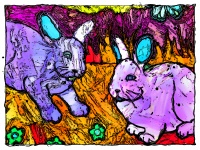 Purple Sketched Rabbits
