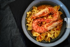Red Pasta With Shrimps