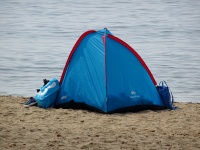 Tent On The Beach Facing The Ocean