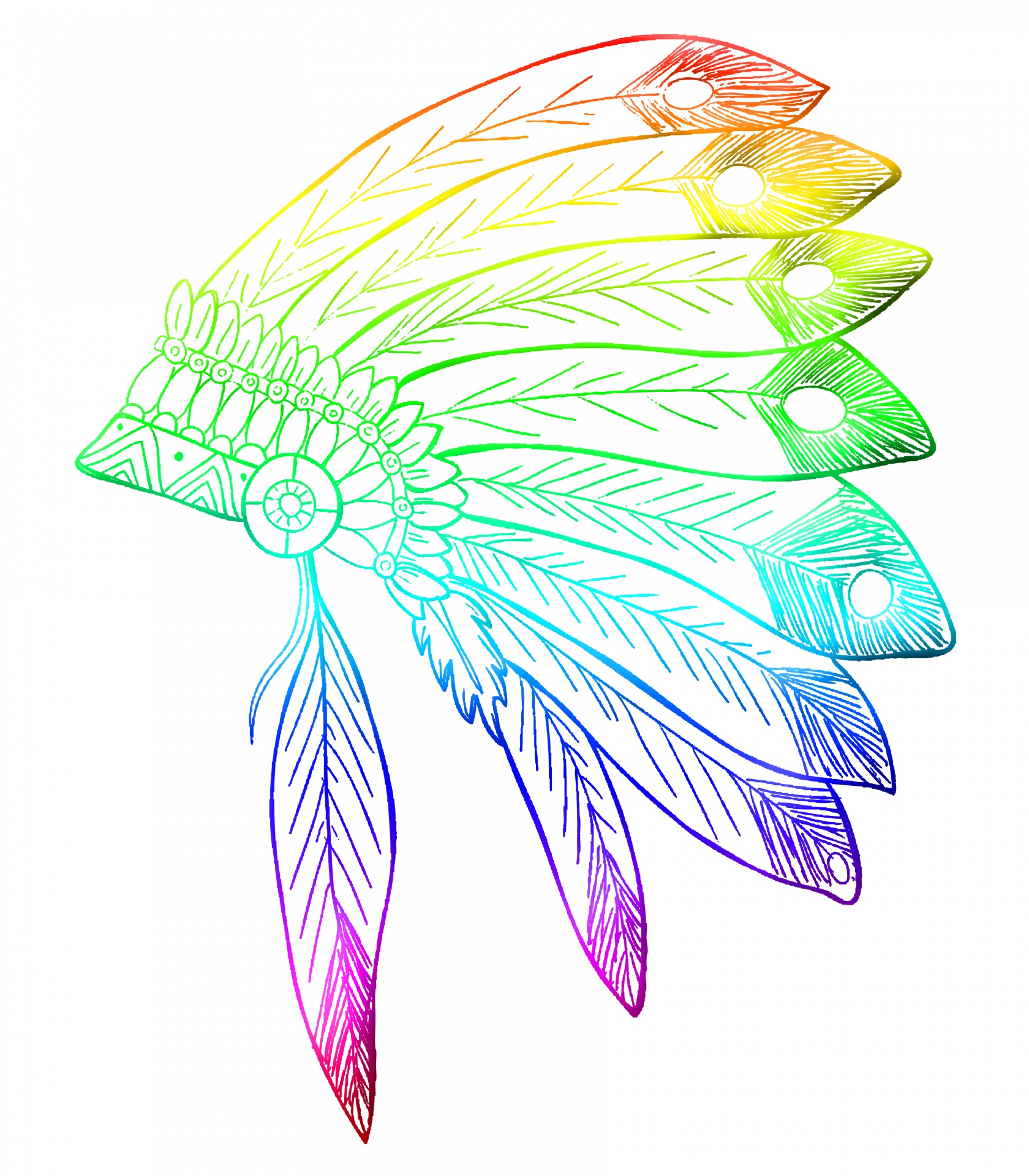 Native american indian headdress of feathers colorful illustration clipart