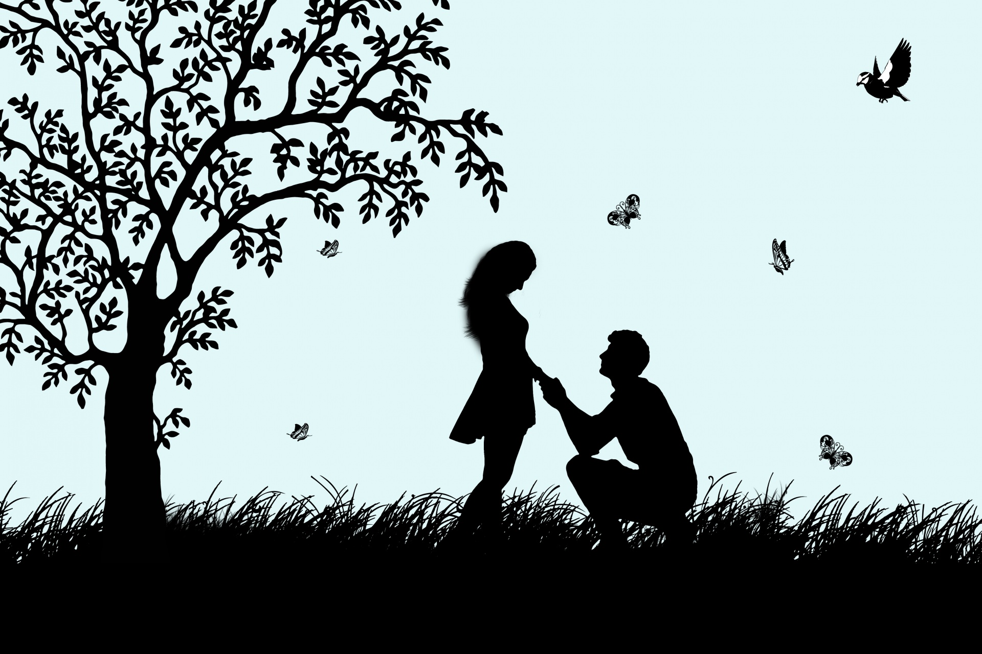Marriage Proposal Couple Silhouette